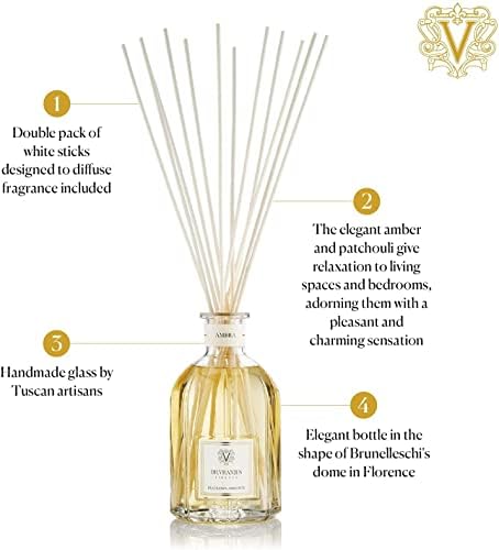 Dr. Vranjes - Ambra 1250 ml Diffuser + Double Pack of White Sticks (3 Pieces Bundle)- Luxury Home Fragrance, Made in Italy, Main Scent: Oriental, Olfactory Pyramid: Amber, Patchouli, Sandalwood - Image 2