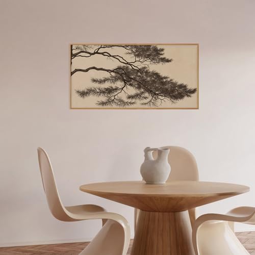 LHIUEM Large Vintage Pine Tree Branch Framed Canvas Wall Art,Sketch Botanical Wall Decor,Nature Plant Artwork,Brown Antique Etching Art Prints for Living Room,Bedroom,Ofiice-20 x40 x1 - Image 3