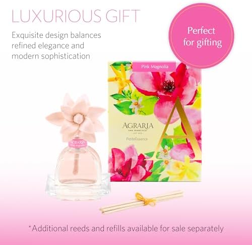 Agraria PetiteEssence 1.7oz Flower and Reed Diffuser Set, Hand Crafted Sola Flower Botanical Air Diffusers for Home, Magnolia Pink Decorative Diffuser - Image 5