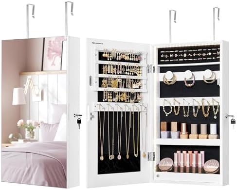 SONGMICS Lockable Jewelry Cabinet Armoire with Mirror, Wall-Mounted by SONGMICSbySONGMICSHOME