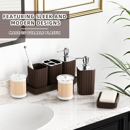 XLHOMO Bathroom Accessories Set - 10PC Gorgeous Brown Bathroom Set - Image 4