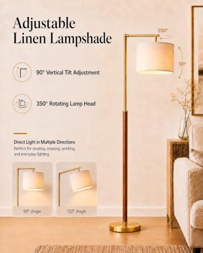 Real Wood Floor Lamps for Living Room, Mid Century Modern Arc Floor Lamp - Image 2