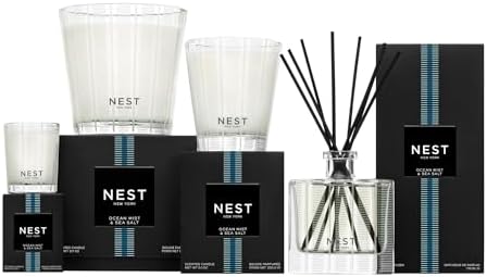 NEST New York Reed Diffuser, Ocean Mist & Sea Salt - 5.9 fl oz - Fragrance for Up to 90 Days - Reusable, Refillable Glass Holder - Includes 8 All-Natural Reed Sticks - Flame Free - Image 7