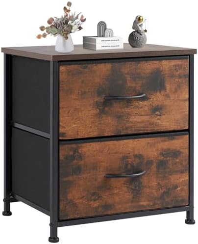 Sweetcrispy Night Stand with 2 Fabric Storage Drawers, Bedside Table, Brown by Sweetcrispy