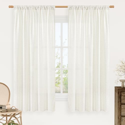 LAMIT Natural Linen 63 Inch Length Curtains for Living Room, 2 Panels by LAMIT