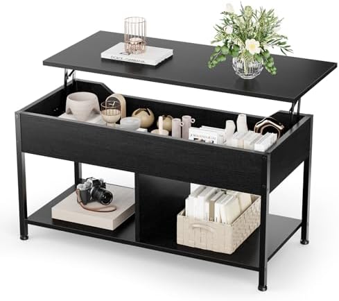OLIXIS Coffee Table with Storage for Home Living Room Office, Black by OLIXIS