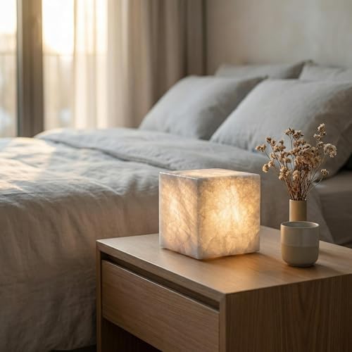 Marble Lamp Luxury Stone Table Lamp Type-C Rechargeable Touch Night Light Small Bedside Lamp Cordless Ambient Light for Home Decor, Bedroom, Living Room & Office (Crystal) - Image 6
