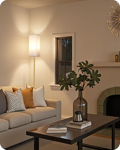 2Pack Floor Lamp, Pole Lamp with Foot Switch, Modern Standing Lampshade, Minimalist Freestanding Lamp (Bulb Not Included)for Living Room, Bedroom,Study, ETL Listed,Gold and White DCW07LDP205 - Image 2
