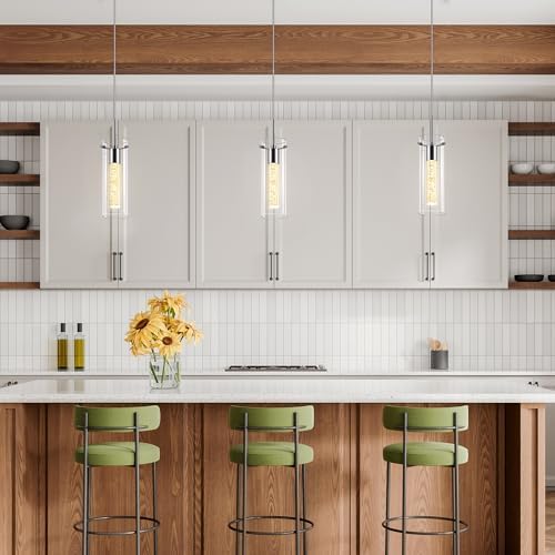 LED Crystal Pendant Light for Kitchen Island, Brushed Nickel, 1 Pack - Image 2