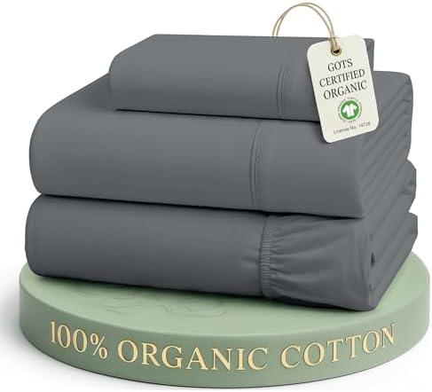 LANE LINEN Twin Bed Sheets 100% Organic Cotton Soft 3pc Percale - Charcoal by LaneLinen