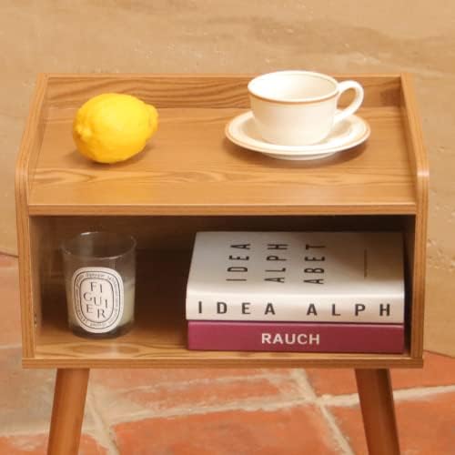 MaxSmeo Nightstand, Mid Century Brown Side Table Bedroom with Storage - Image 6