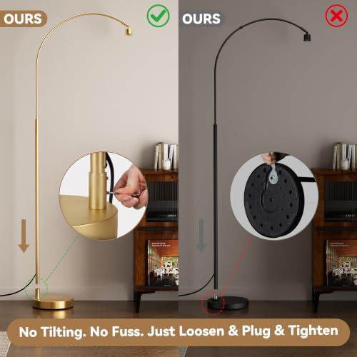 Ambimall Rustic Arc Floor Lamp, Color Temp and Brightness Adjustable, Gold - Image 6