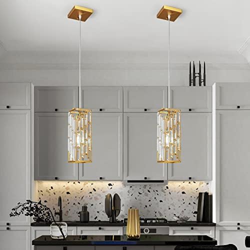 Gold Pendant Lighting Modern Pendant Light, Mini Crystal Chandeliers,Adjustable Pendant Light Fixture for Kitchen Island Dinning Room Bedroom (3 Pack) - Image 5