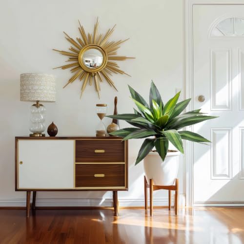 Artificial Agave Plant Fake Agave Planters for Indoor Outdoor Faux Agave Plants Real Touch Realistic Greenery for Home Living Room Office Garden Front Porch Patio (28inch 23Leaves-2 Pcs Blue) - Image 6