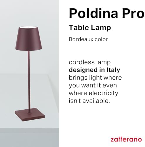 Zafferano, Poldina Pro, Rechargeable Cordless Lamp, Bordeaux - Image 2
