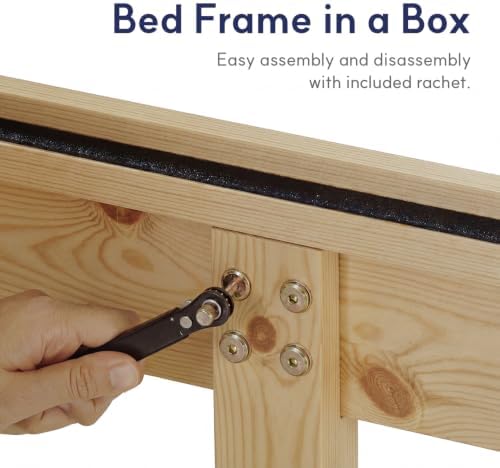 LIFEMENT King Bed Frame Signature Wood Platform, Noise Free, Under Bed Storage, No Box Spring Needed, Easy Assembly, New Natural - Image 6