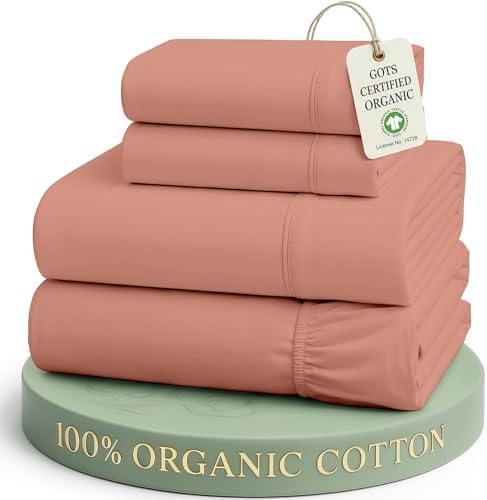 LANE LINEN Full Sheet Set 100% Organic Cotton 4pc Percale Soft - Rose Dawn by LaneLinen