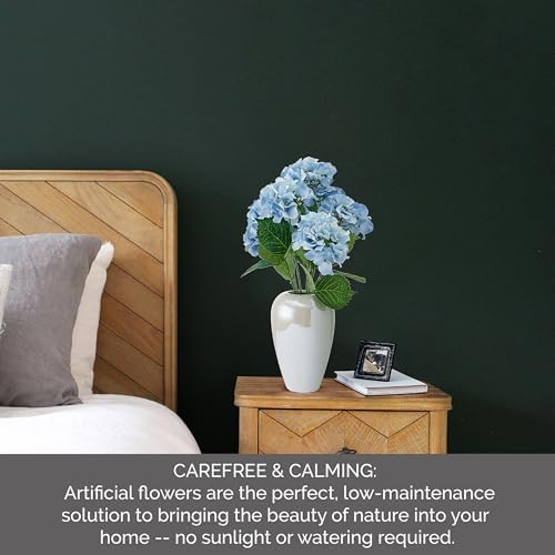 Elements Artificial Hydrangea Floral Arrangement in Vase, 23 Inch Faux Silk Greenery Decor for Home, Living Room, Bedroom, Kitchen, Office - Lifelike Fake Flowers Display - Image 5