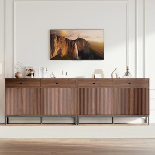Mericonia Sideboard Buffet Cabinet Storage, Modern Wood Console Fluted Credenza - Image 5