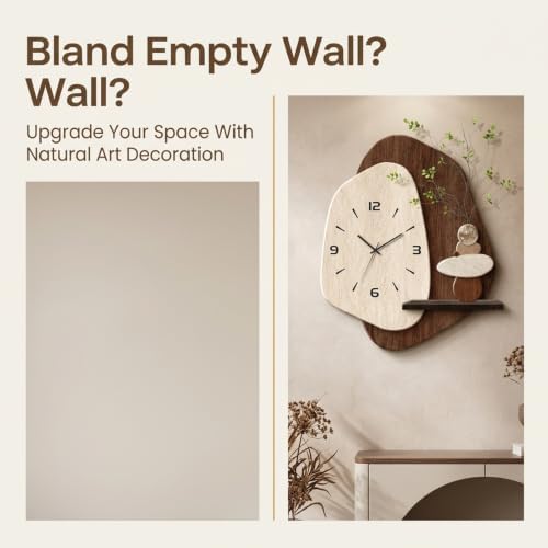 Modern 3D LED Wall Art Decor Silent Clock &Artificial Plant,Crystal Texture - Image 2