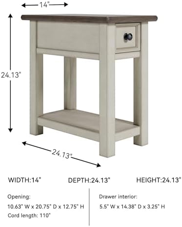 Signature Design by Ashley Bolanburg Narrow End Table, Charging Station - Image 3