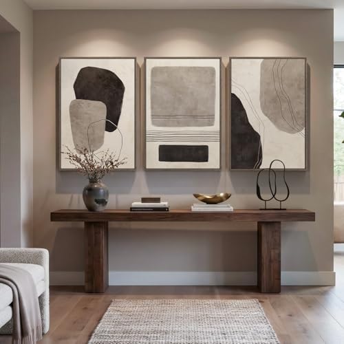 Large Framed Black and White Abstract Wall Art for Living Room, 24x36 In - Image 3