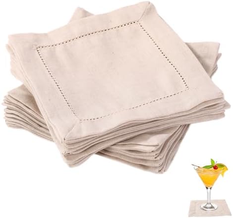 25pcs Linen Cocktail Napkins, Reusable Square Cocktail Napkins by Unknown