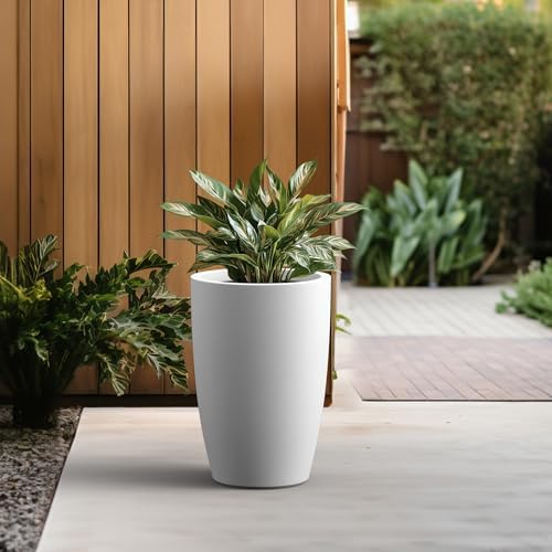 Kante Accent Round Tapered White Concrete Planter 18.1" Tall, Outdoor - Image 5