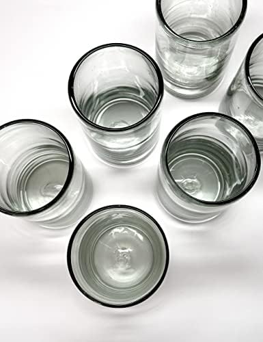 18 oz Hand Blown Mexican Drinking Glasses - Set of 6 tumblers, 18 fl oz each, Clear - Image 3