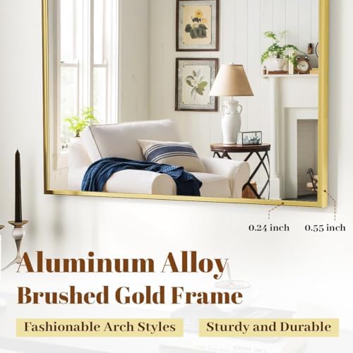 VooBang Arched Wall Mirror, 30 x 38 inch Arch Bathroom Mirror Gold - Image 5