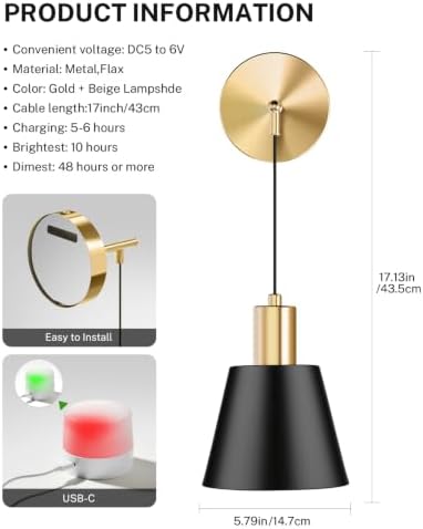 SAIMAND Battery Operated Wall Sconces Set of 2,Wireless Rechargeable Lights - Image 6