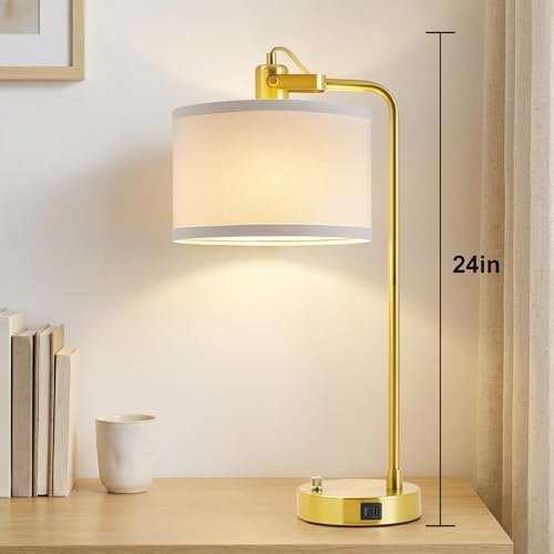 Gold Table Lamp Set of 2, USB A+C, 180° Adjustable Bedside Lamps, Dimmable - Image 5