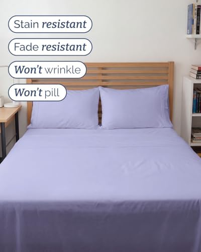 Full XL Sheets - 4 Piece Full XL Sheet Set - Cool & Breathable - Lavender - Image 5