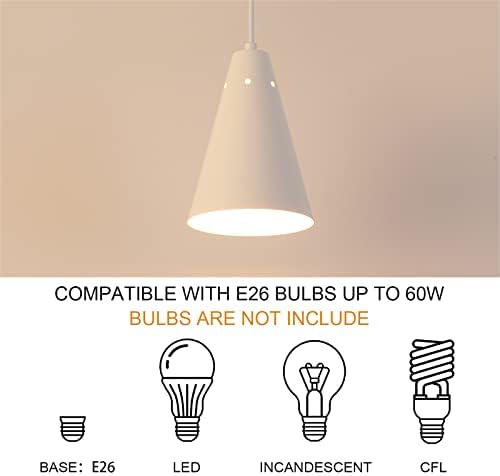 Dijiahua White Pendant Lights Kitchen Island,Dining Room Light Fixtures Over Table 3 Pack with Cone Metal Shade, Modern Farmhouse Mini Chandeliers,Adjustable Cord Hanging Lighting for Bar,Sink - Image 6