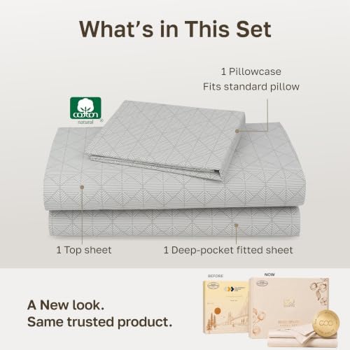 California Design Den Soft 100% Cotton Twin Size Bed Sheet Set, 3 Pcs - Image 3