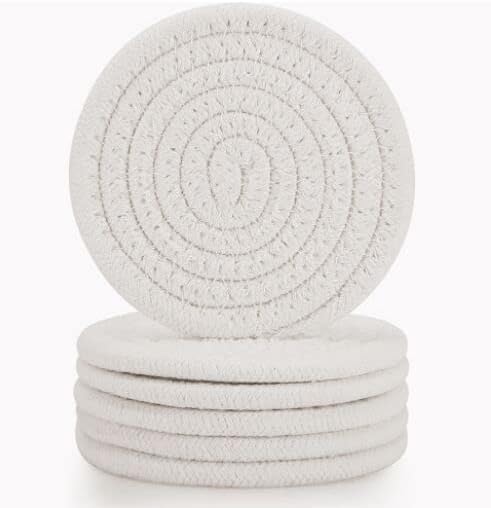 ABenkle Woven Coasters for Drinks Set of 6, Boho Absorbent Drinking Coaster, 4.3 Inch - Perfect Housewarming Gift, Home Decor, Bar Essentials for Coffee Table by ABenkle
