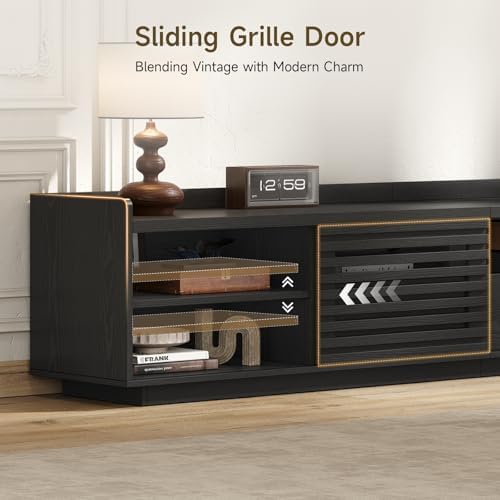 ONBRILL 78.7" TV Stand for TV Up to 85",Mid-Century Modern TV Console Black - Image 3
