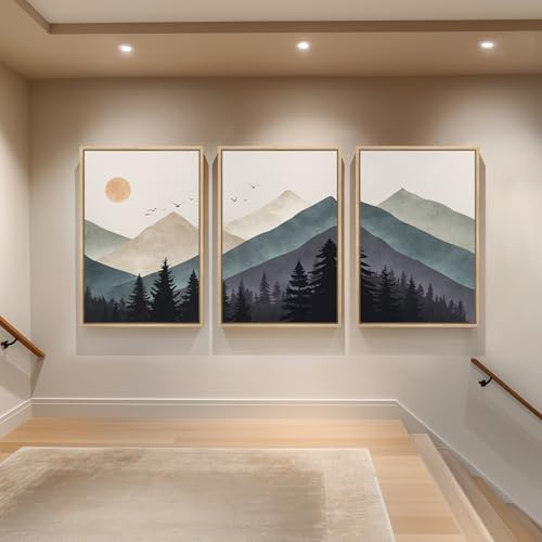 Large Framed Boho Mountain Landscape Wall Art for Living Room, 24x36 Inch - Image 4