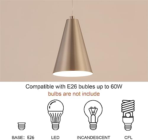 Brushed Nickel Plug In Pendant Light,Hanging Lights with Plug In Cord On/Off Switch, Mini Silver Pendant Lights for Kitchen Island,Modern Chandelier with Metal Shade,Hanging Lamps for Bedroom - Image 6