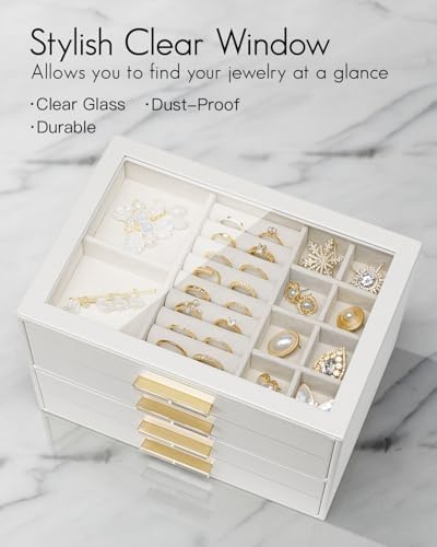 VLANDO Jewelry Box Organizer, 7-Layer Storage Drawers, Glass Window, Modern - Image 4
