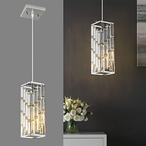 Chrome Pendant Lighting Modern Pendant Light, Mini Crystal Chandeliers,Adjustable Pendant Light Fixture for Kitchen Island Dinning Room Bedroom (1 Pack) by FDPBY
