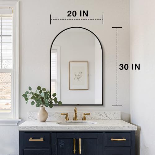 FICTOR 20" x 30" Arched Bathroom Vanity Mirror for Over Sink, Black - Image 2