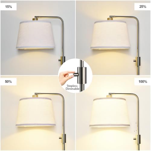 Nintiue 【Upgraded】 Dimmable Floor Lamp, 1000 Lumens LED Edison Bulb Included, Brushed Nickel Arc Floor Lamps for Living Room Modern Standing Lamp Tall Lamps for Living Room Bedroom - Image 3