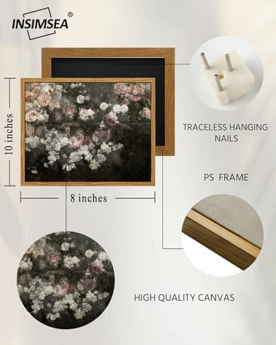 InSimSea Framed Canvas Wall Art, Vintage Country Garden in May Flower Wall Art, Rustic Wall Decor for Bedroom, Living Room, Bathroom, 8"x10" - Image 5