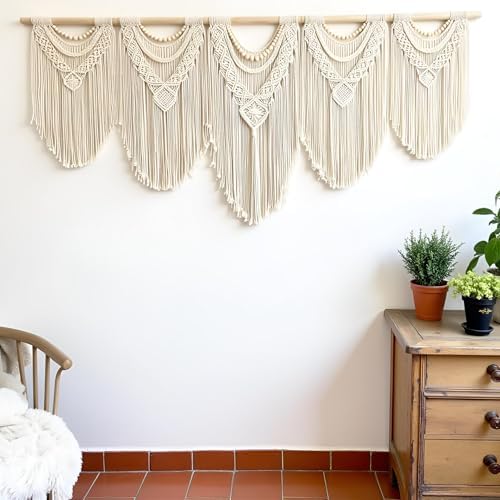 Extral Large macrame wall hanging, 71'' W x 32'' L boho wall art tapestry wall decor for urban entryway,living room,bedroom decor, headboard woven wall art, big fiber art over couch art for Yarn hallway - Image 2