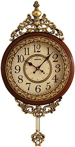 SHISEDECO Elegant, Traditional, Decorative, Hand Painted Modern Grandfather Wall Clock Fancy Ethnic Luxury Handmade Decoration, Swinging Pendulum for New Room or Office. Large. 29.5 Inch. Brown by SHISEDECO
