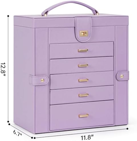 AKOZLIN 6-Tier Jewelry Box Organizer 5 Drawers Storage Extra Large Violet - Image 3
