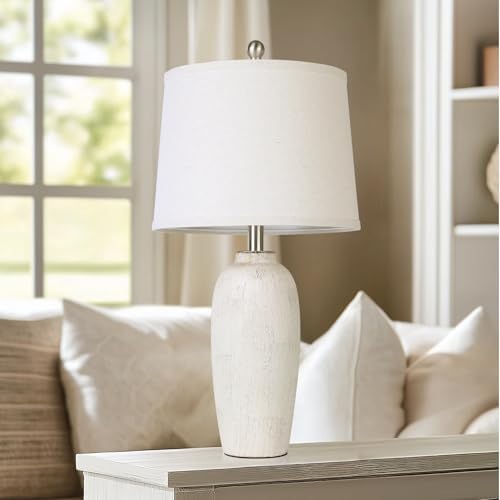 Jar Table Lamps Set of 2, 25" Ceramic Bedside Lamps for Bedroom, Beige Farmhouse Nightstand Lamps for Living Room - Image 4