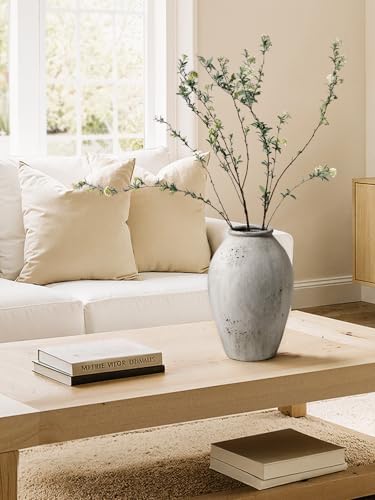 LE TAUCI Ceramic Flower Vase, 13.2 Inch Large Wabi-Sabi Vase, Tall Floor Vase for Home Decor, Living Room Table & Mantel Centerpiece, Watertight & Sturdy, Weathered Stone Greige - Image 6