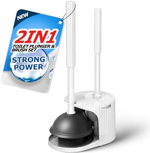 FORASTO 2in1 Toilet Brush & Plunger Set, Bathroom Essentials for Apartment by FORASTO